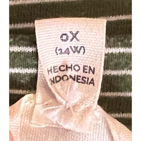 Terra & Sky Women's Striped Green OX (14W) T-Shirt Dress Mini Boho - Picture 8 of 10